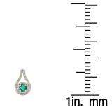 1.10 Carat (ctw) 18K Yellow Gold Round Cut Emerald & White Diamond Ladies Halo Style Drop Earrings 1 CT