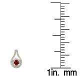 1.10 Carat (ctw) 10K Yellow Gold Round Cut Garnet & White Diamond Ladies Halo Style Drop Earrings 1 CT