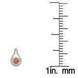 1.10 Carat (ctw) 10K Yellow Gold Round Cut Ruby & White Diamond Ladies Halo Style Drop Earrings 1 CT