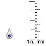 1.10 Carat (ctw) 10K White Gold Round Cut Tanzanite & White Diamond Ladies Halo Style Drop Earrings 1 CT