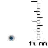 1.40 Carat (ctw) 18K White Gold Round Cut Blue & Baguette & Round Cut White Diamond Ladies Halo Style Stud Earrings