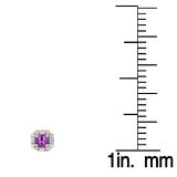 1.40 Carat (ctw) 18K Yellow Gold Round Cut Amethyst & Baguette & Round Cut White Diamond Ladies Halo Style Stud Earrings