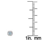 1.40 Carat (ctw) 18K White Gold Round Cut Aquamarine & Baguette & Round Cut White Diamond Ladies Halo Style Stud Earrings