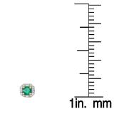 1.40 Carat (ctw) 18K Yellow Gold Round Cut Emerald & Baguette & Round Cut White Diamond Ladies Halo Style Stud Earrings