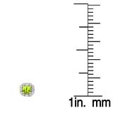 1.40 Carat (ctw) 18K Yellow Gold Round Cut Peridot & Baguette & Round Cut White Diamond Ladies Halo Style Stud Earrings