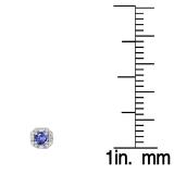1.40 Carat (ctw) 18K White Gold Round Cut Tanzanite & Baguette & Round Cut White Diamond Ladies Halo Style Stud Earrings