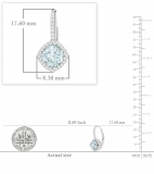 2.20 Carat (ctw) 14K White Gold Cushion Cut Aquamarine & Round Cut White Diamond Ladies Halo Style Dangling Drop Earrings