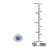 1.17 Carat (ctw) 10K White Gold Round Tanzanite & White Diamond Ladies Halo Style Stud Earrings