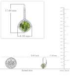 2.20 Carat (ctw) 14K White Gold Cushion Cut Peridot & Round Cut White Diamond Ladies Halo Style Dangling Drop Earrings