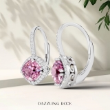 2.20 Carat (ctw) 14K White Gold Cushion Cut Pink Sapphire & Round Cut White Diamond Ladies Halo Style Dangling Drop Earrings