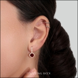 2.20 Carat (ctw) 14K Rose Gold Cushion Cut Ruby & Round Cut White Diamond Ladies Halo Style Dangling Drop Earrings