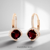 2.20 Carat (ctw) 14K Rose Gold Cushion Cut Ruby & Round Cut White Diamond Ladies Halo Style Dangling Drop Earrings