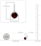 2.20 Carat (ctw) 14K White Gold Cushion Cut Ruby & Round Cut White Diamond Ladies Halo Style Dangling Drop Earrings