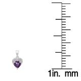 0.60 Carat (ctw) 10K White Gold Heart Cut Amethyst & Round Cut White Diamond Ladies Heart Pendant
