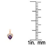 0.60 Carat (ctw) 14K Rose Gold Heart Cut Amethyst & Round Cut White Diamond Ladies Heart Pendant