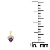0.60 Carat (ctw) 14K Yellow Gold Heart Cut Amethyst & Round Cut White Diamond Ladies Heart Pendant