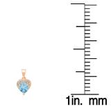 0.60 Carat (ctw) 14K Rose Gold Heart Cut Blue Topaz & Round Cut White Diamond Ladies Heart Pendant