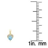 0.60 Carat (ctw) 14K Yellow Gold Heart Cut Blue Topaz & Round Cut White Diamond Ladies Heart Pendant