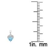 0.60 Carat (ctw) 18K White Gold Heart Cut Blue Topaz & Round Cut White Diamond Ladies Heart Pendant