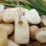 0.60 Carat (ctw) 10K White Gold Heart Cut Citrine & Round Cut White Diamond Ladies Heart Pendant