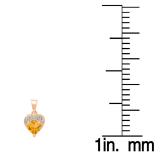 0.60 Carat (ctw) 14K Rose Gold Heart Cut Citrine & Round Cut White Diamond Ladies Heart Pendant