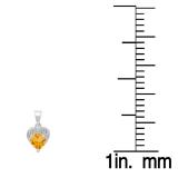 0.60 Carat (ctw) 14K White Gold Heart Cut Citrine & Round Cut White Diamond Ladies Heart Pendant