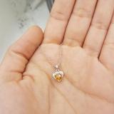 0.60 Carat (ctw) 14K White Gold Heart Cut Citrine & Round Cut White Diamond Ladies Heart Pendant