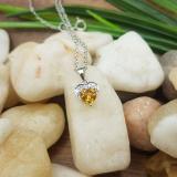 0.60 Carat (ctw) 14K White Gold Heart Cut Citrine & Round Cut White Diamond Ladies Heart Pendant