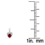 0.60 Carat (ctw) 14K White Gold Heart Cut Garnet & Round Cut White Diamond Ladies Heart Pendant