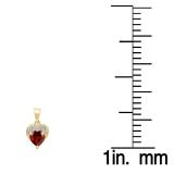 0.60 Carat (ctw) 14K Yellow Gold Heart Cut Garnet & Round Cut White Diamond Ladies Heart Pendant