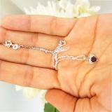 0.60 Carat (ctw) 18K White Gold Heart Cut Garnet & Round Cut White Diamond Ladies Heart Pendant