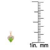 0.60 Carat (ctw) 14K Rose Gold Heart Cut Peridot & Round Cut White Diamond Ladies Heart Pendant