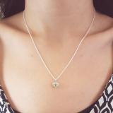 0.60 Carat (ctw) 14K White Gold Heart Cut Peridot & Round Cut White Diamond Ladies Heart Pendant