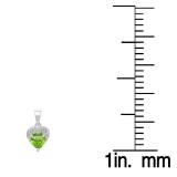 0.60 Carat (ctw) 14K White Gold Heart Cut Peridot & Round Cut White Diamond Ladies Heart Pendant