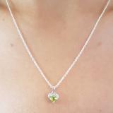 0.60 Carat (ctw) 14K White Gold Heart Cut Peridot & Round Cut White Diamond Ladies Heart Pendant