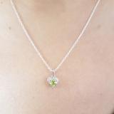 0.60 Carat (ctw) 14K White Gold Heart Cut Peridot & Round Cut White Diamond Ladies Heart Pendant