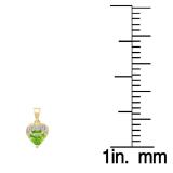 0.60 Carat (ctw) 14K Yellow Gold Heart Cut Peridot & Round Cut White Diamond Ladies Heart Pendant