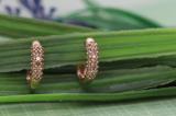 0.30 Carat (ctw) 14K Rose Gold Round Champagne Diamond Ladies Pave Set Huggies Hoop Earrings 1/3 CT