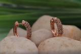 0.30 Carat (ctw) 14K Rose Gold Round Champagne Diamond Ladies Pave Set Huggies Hoop Earrings 1/3 CT