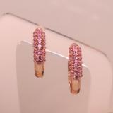0.30 Carat (ctw) 10K Rose Gold Round Pink Sapphire Ladies Pave Set Huggies Hoop Earrings 1/3 CT