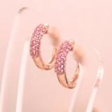 0.30 Carat (ctw) 10K Rose Gold Round Pink Sapphire Ladies Pave Set Huggies Hoop Earrings 1/3 CT