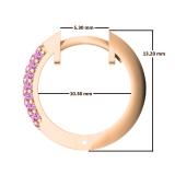 0.30 Carat (ctw) 10K Rose Gold Round Pink Sapphire Ladies Pave Set Huggies Hoop Earrings 1/3 CT