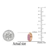 0.30 Carat (ctw) 10K Rose Gold Round Pink Sapphire Ladies Pave Set Huggies Hoop Earrings 1/3 CT
