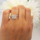 1.75 Carat (ctw) 10K White Gold Cushion Cut Created White Sapphire & Round Cut White Diamond Ladies Bridal Halo Engagement Ring With Matching Band Set 1 3/4 CT