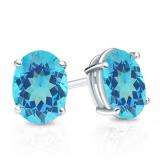 1.00 Carat (Ctw) Sterling Silver Oval Cut Blue topaz Ladies Solitaire Stud Earrings 1 CT