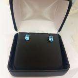 1.00 Carat (Ctw) Sterling Silver Oval Cut Blue topaz Ladies Solitaire Stud Earrings 1 CT