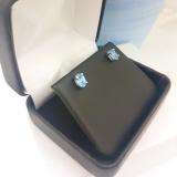 1.00 Carat (Ctw) Sterling Silver Oval Cut Blue topaz Ladies Solitaire Stud Earrings 1 CT