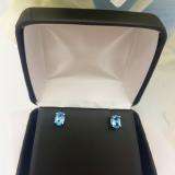 1.00 Carat (Ctw) Sterling Silver Oval Cut Blue topaz Ladies Solitaire Stud Earrings 1 CT