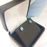 1.00 Carat (Ctw) Sterling Silver Oval Cut Blue topaz Ladies Solitaire Stud Earrings 1 CT