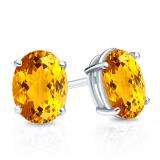 1.00 Carat (Ctw) Sterling Silver Oval Cut Citrine Ladies Solitaire Stud Earrings 1 CT